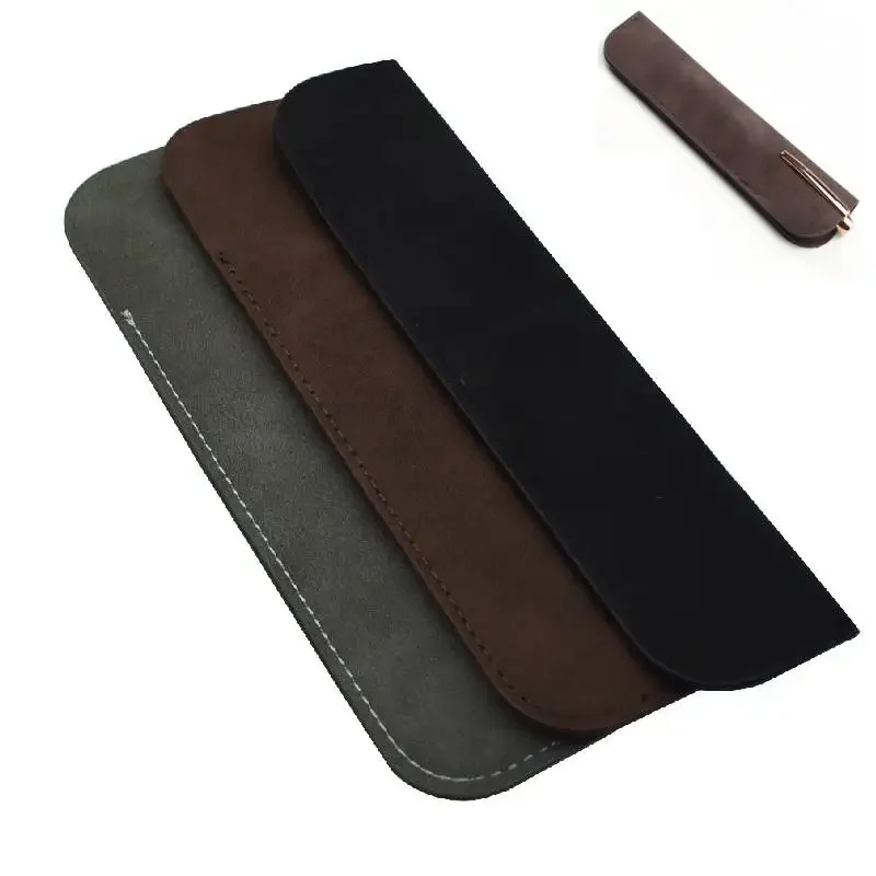 Leather Single Fountain Pen Case Pen Sleeve Pouch Ballpoint Pencil Protective Cover Holder for Men Women Office Business Gift