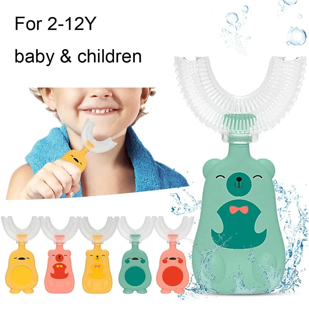 Kids Toothbrush U-Shape 360 Degree Infant Teether Baby Toothbrush Children Silicone Brush For Toddlers Oral Tooth Care Cleaning