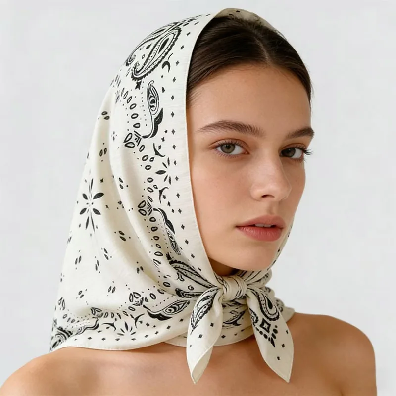 Fashion Versatile Women Head Scarf Printed 90cm Female Shawl Wrap Soft Luxury Feel Large Square Scarf Summer Autumn Accessories