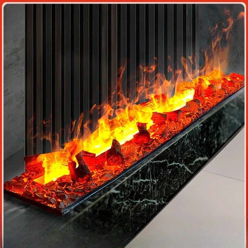 220V European Electronic Simulation 3D Flame Atomization Fireplace Household Decorative Charcoal Built-in Heating Energy Saving