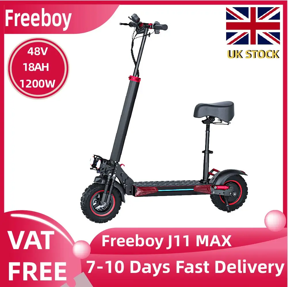FREEBOY J11MAX Adult Electric Skateboard 1200W Electric Scooter 48V18AH Battery Foldable Escooter 11"0ff-Road Tire E-Scooter