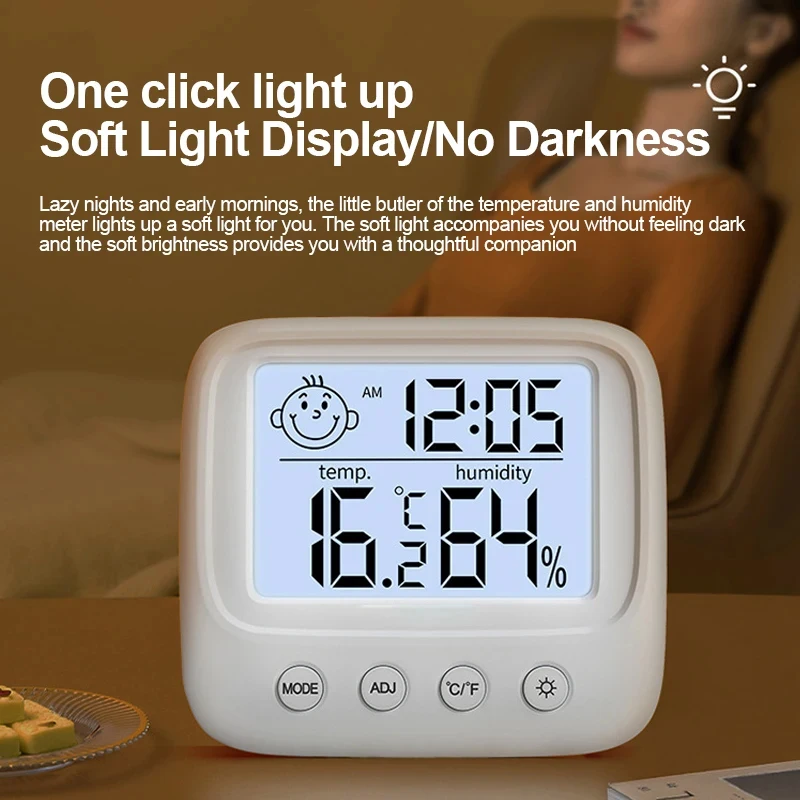 2pc LCD Digital Temperature Baby Room Hygrometer Backlight Home Indoor Electronic Hygrometer Thermometer Detector Easy Install