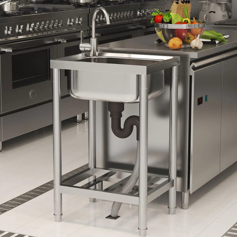 Voltsify Stainless Steel Commercial Sink with Shelf for Kitchen