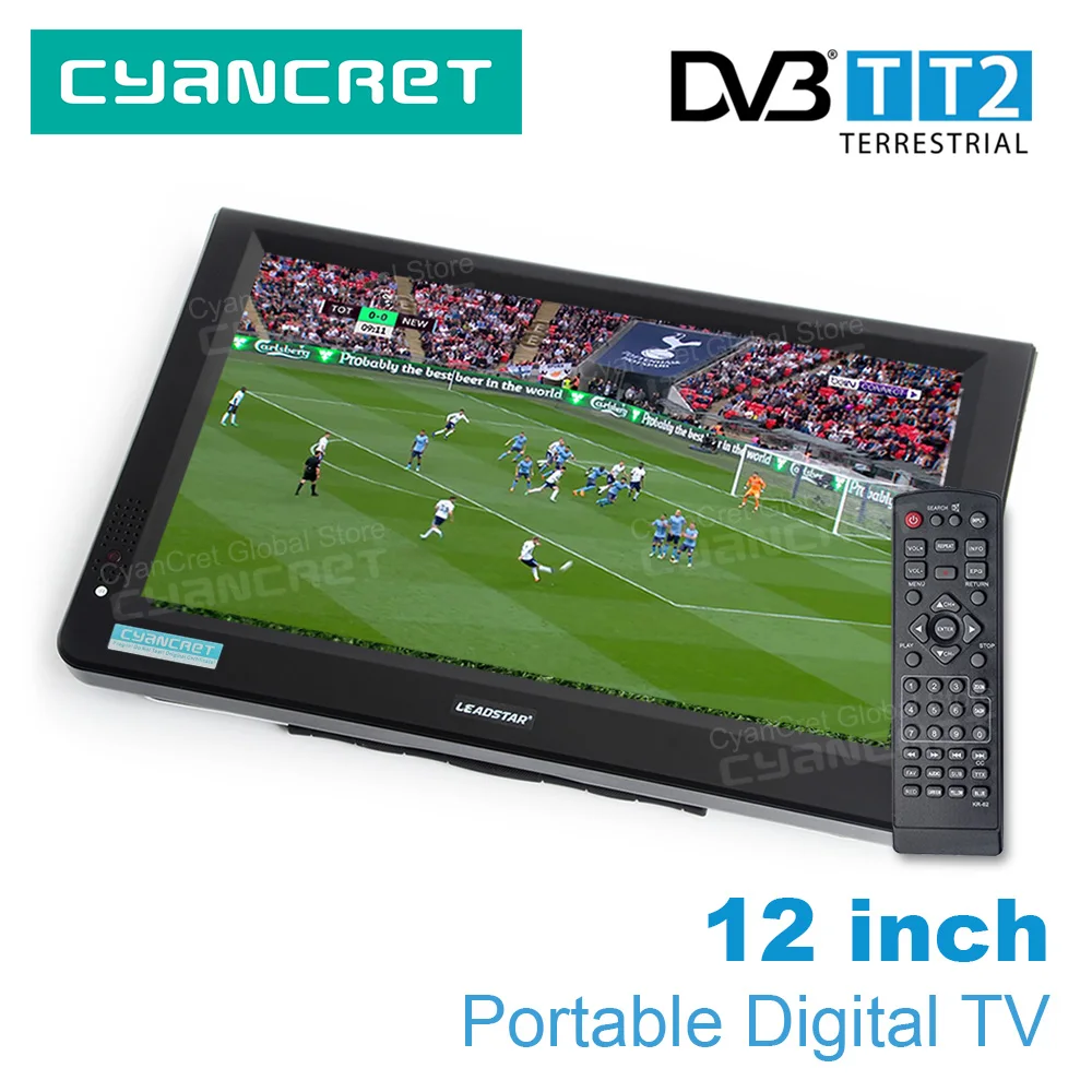LEADSTAR D12 12 inch HD Portable TV DVB-T2 tdt DTT Digital and Analog mini small Car Television Support USB SD Card MP4 AC3