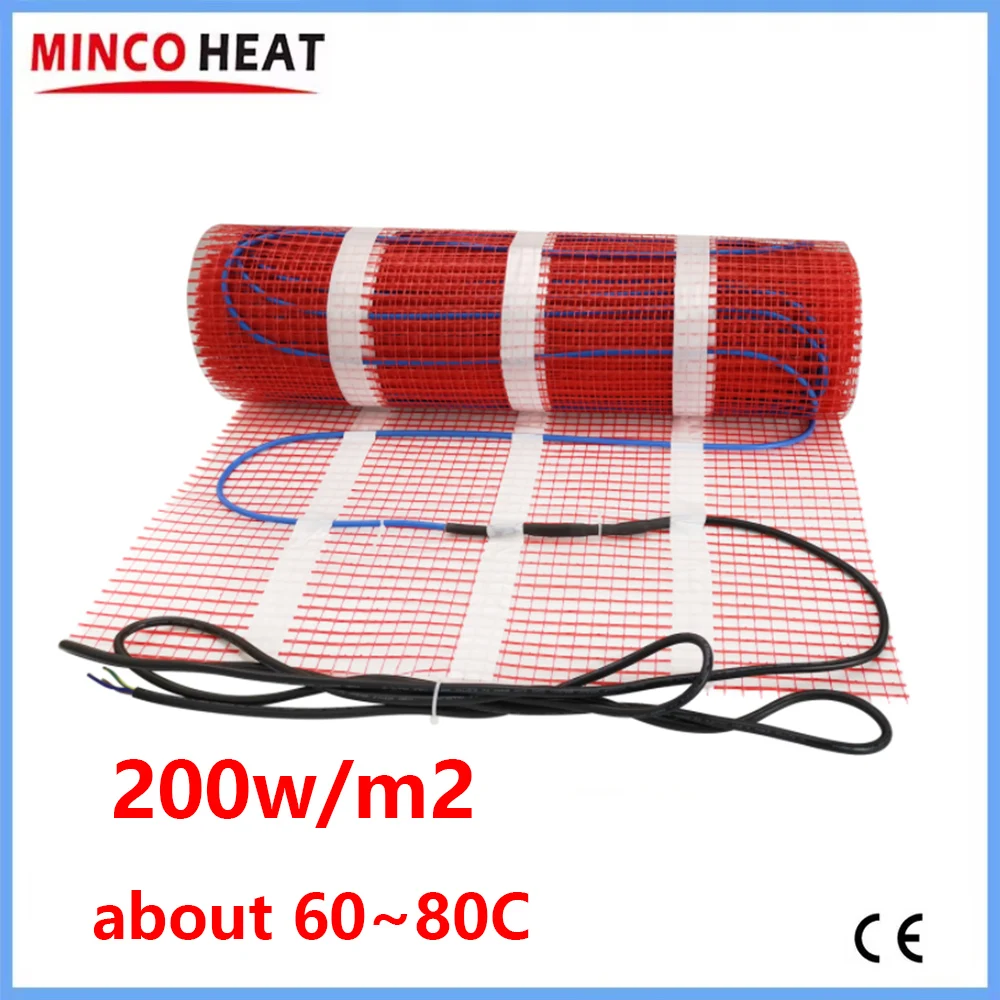 MINCO HEAT AC200~240V 200w/m2 0.5 to 5m2 Floor Warming Mat for Snow Melting Underfloor Heating System