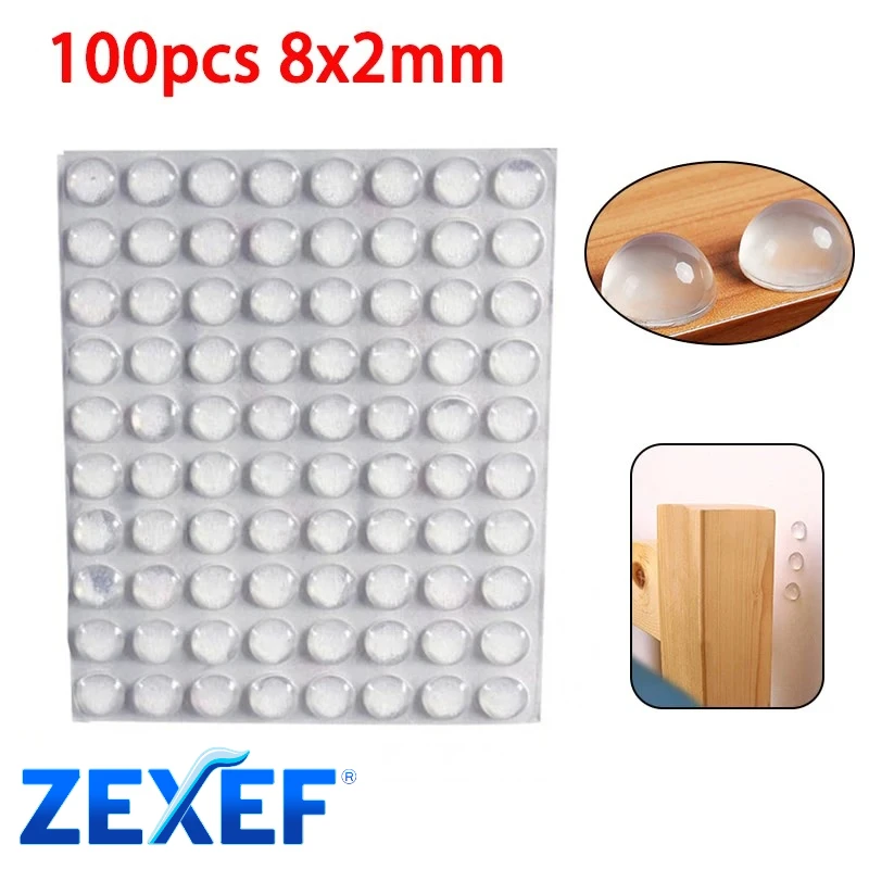 ZEXEF 100pcs 8mmx2mm Transparent Silicone Granules Door Handle Sticker Transparent Anti Bump Silicone Cushioning Anti Slip Mat
