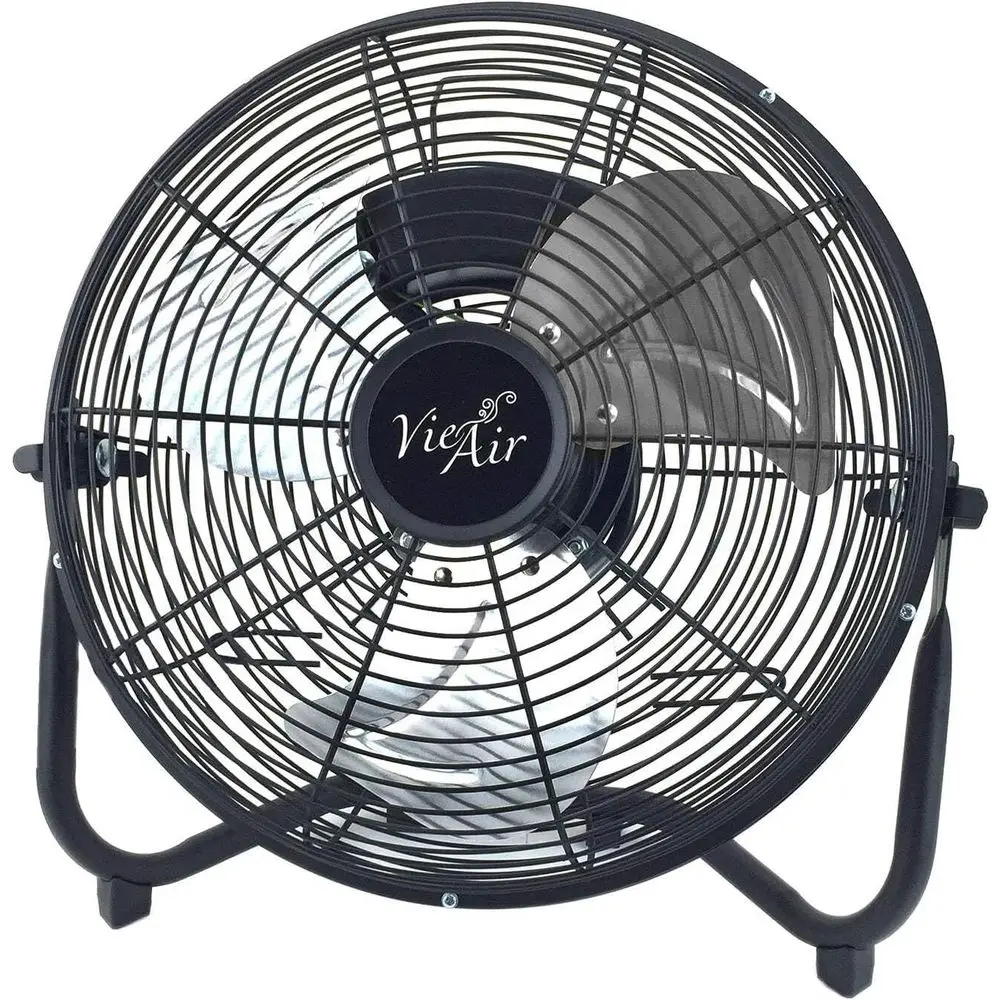 12-Inch Strong & Silent Heavy-Duty Metal Floor Fan, Black