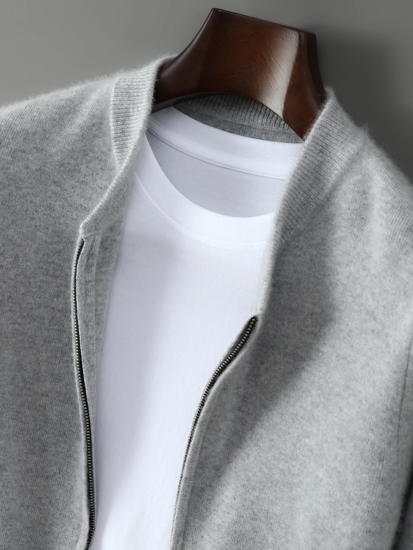 New autumn and winter pure cashmere zipper cardigan men's loose thick sweater jacket casual knit cashmere sweater top