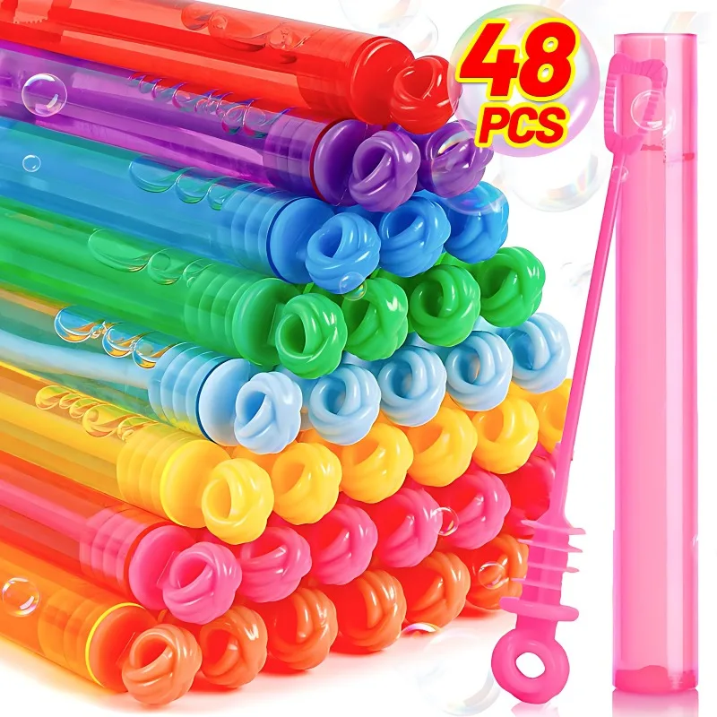 48/10pcs Colorful Bubble Soap Bottle Wand Soap Liquid Tube Kids Birthday Party Favors Pinata Filler Toys Wedding Gifts for Guest