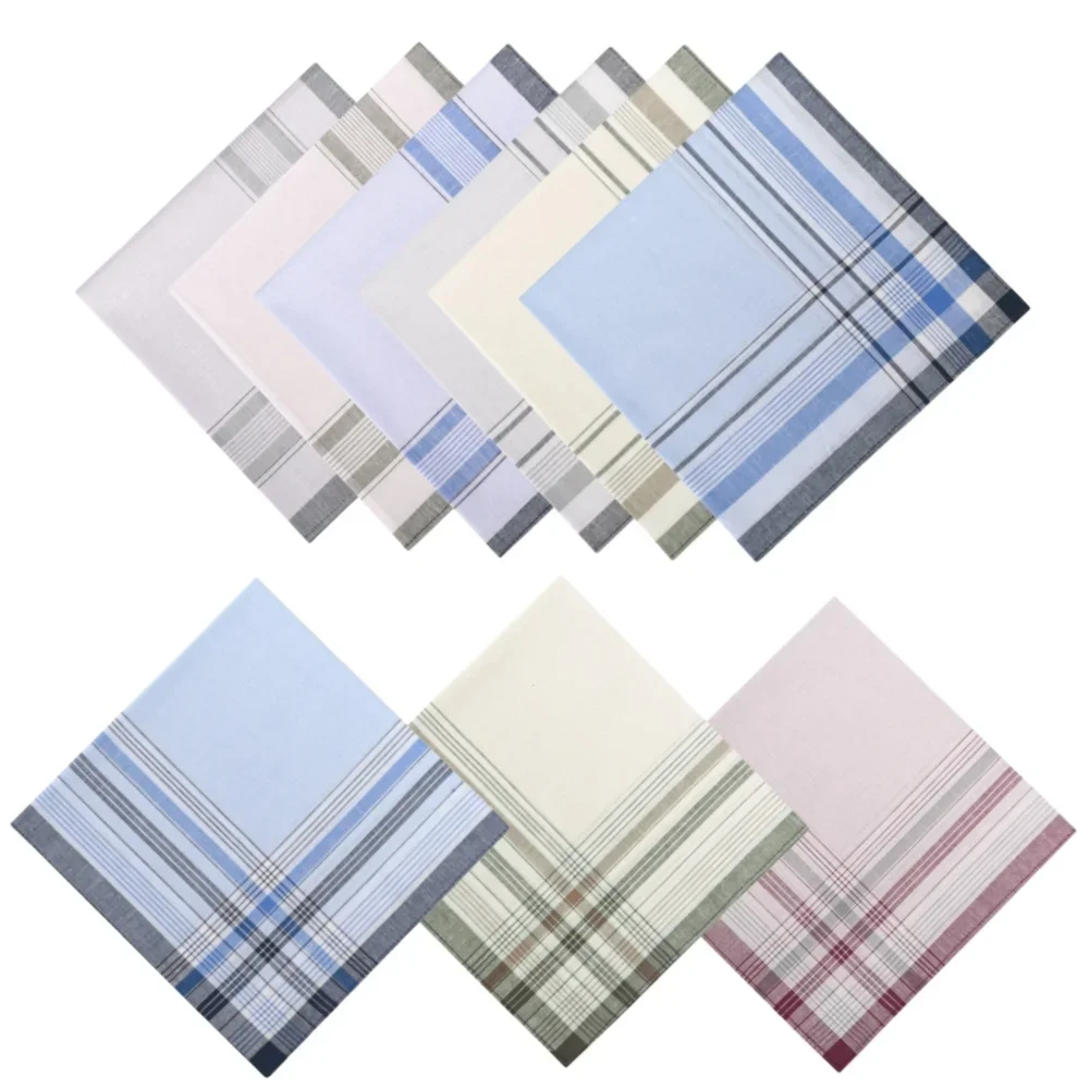 10-18pcs Retro Men's Handkerchiefs Pure Cotton 14.9 Inch Elderly And Friend Gift Assorted Colors Large Size Square Hand Towels