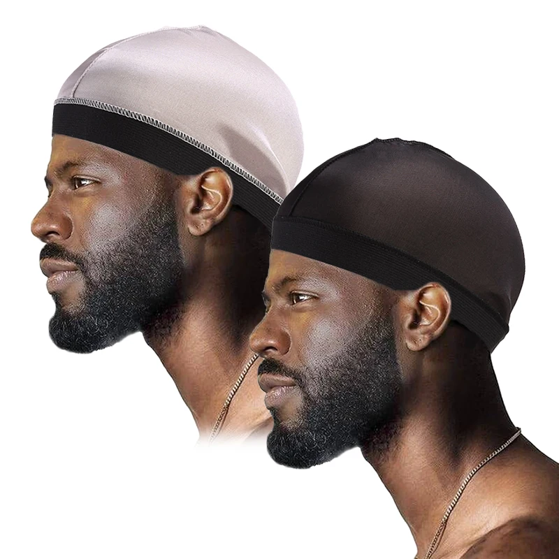 2PCS/LOT Unisex Silky Wave Cap Men Elastic Dome Cap Bandanas Outdoor Cap Night Sleep Headcover Cancer Hair Loss Chemo Cap