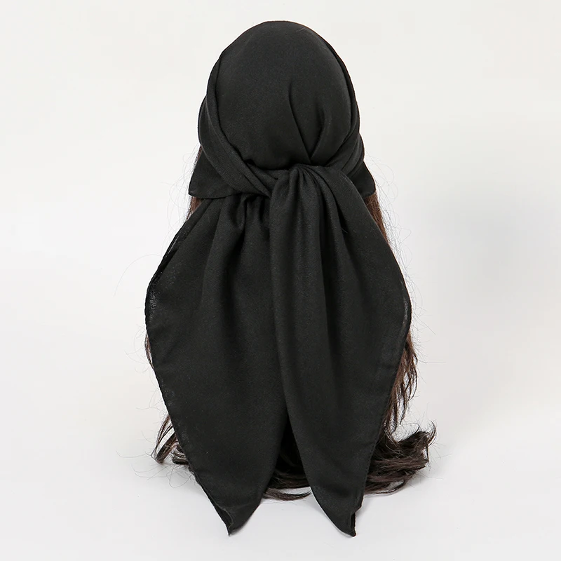 90*90cm High-quality Square Scarves for Women Solid Color Cotton Linen Thin Headscarf Muslim Female's Hijabs Bag Accessories