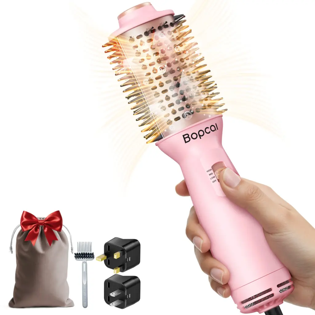 4 IN 1 Hot Air Brush Straightening/Curling/Volumize One-Step Hair Dryer 2 Speeds &3 Heat Modes 100-240V with US/EU/UK Plug