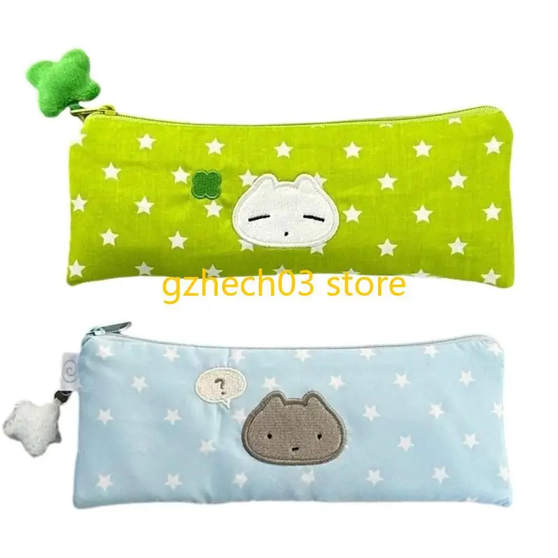 G2AC Star Print Pencil Case Double Layered Pen Case 2 Compartments Pen Pouches