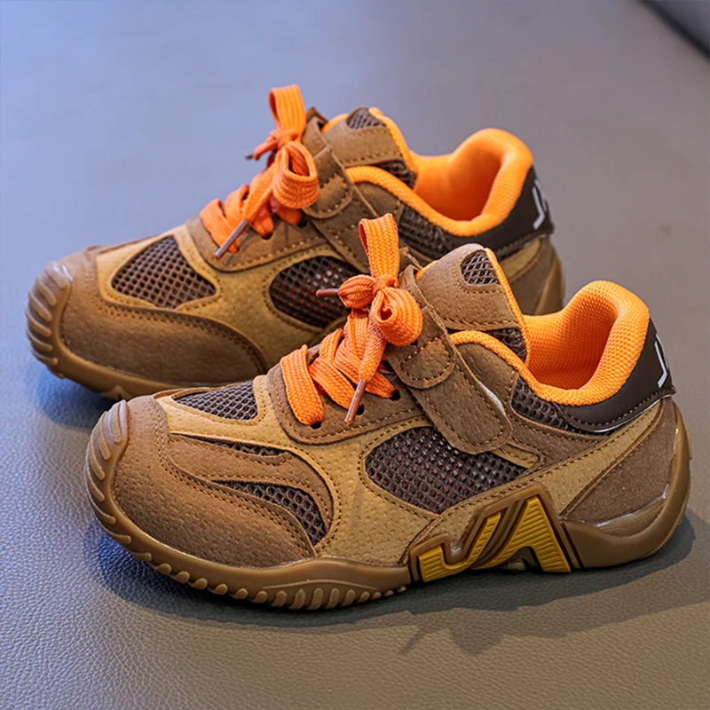 PU Leather Sport Shoes For Children Trend Fashion Teenager Kid's Sneakers Anti-slippery Boy's Girl's Running Shoes Casual Shoes