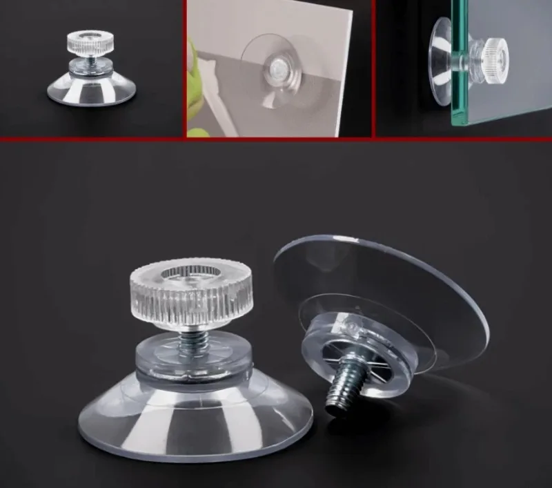 10pcs Strong PVC Suction Cup Hook with M4 Screw Rod Plastic M5 Nut Mushroom Head Clear Suction Cups Knurled Nut