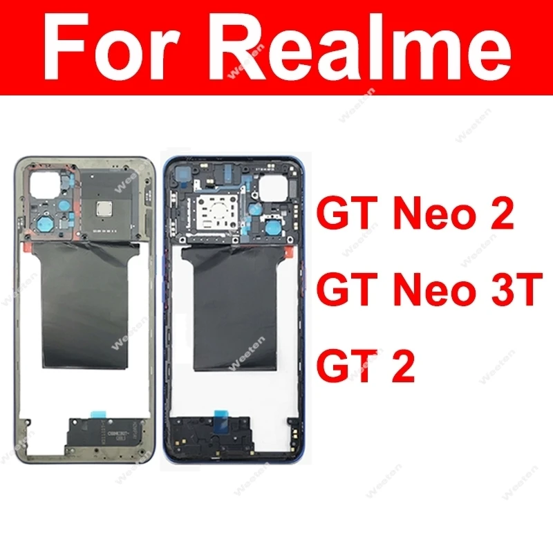 For Realme GT2 GT NEO 2 3T Middle Frame Housing Bezel Middle Frame Case Cover Holder with Buttons