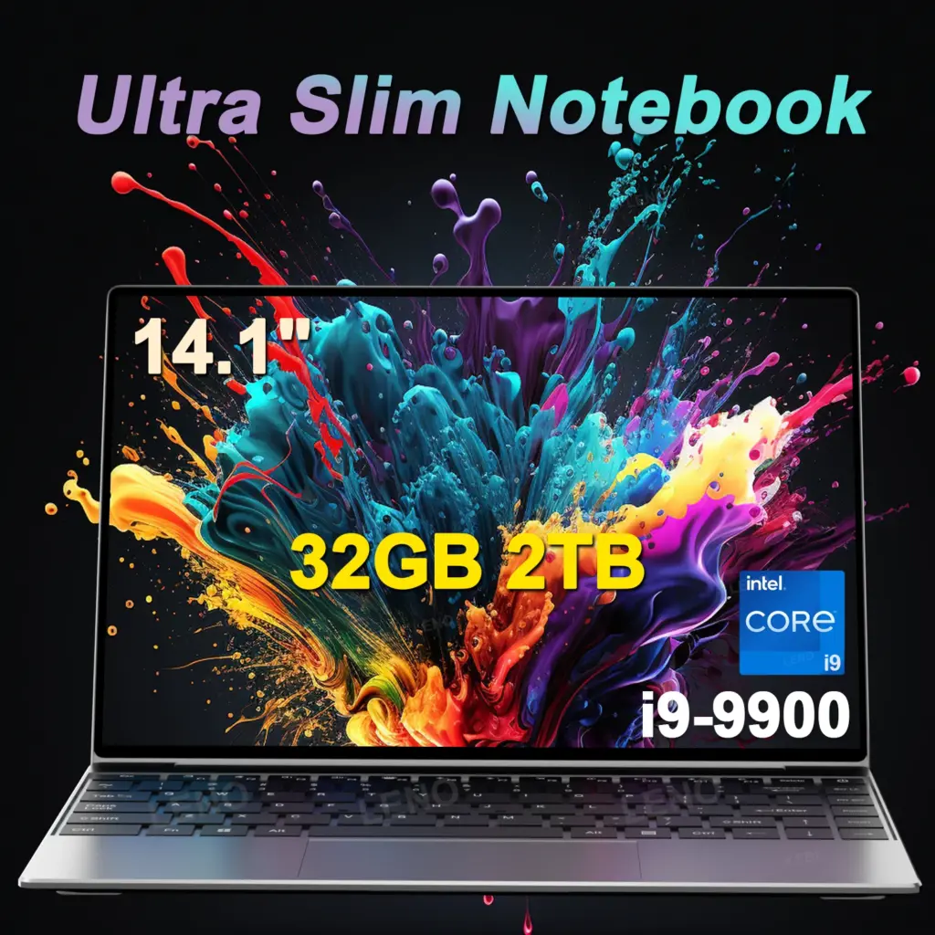 LENO HOT 14.1" Laptop Intel Core i9-9900 Windows 11 32GB 2TB Gaming Computer PC Gamer office Ultra Slim Notebook 1920*1080 HD