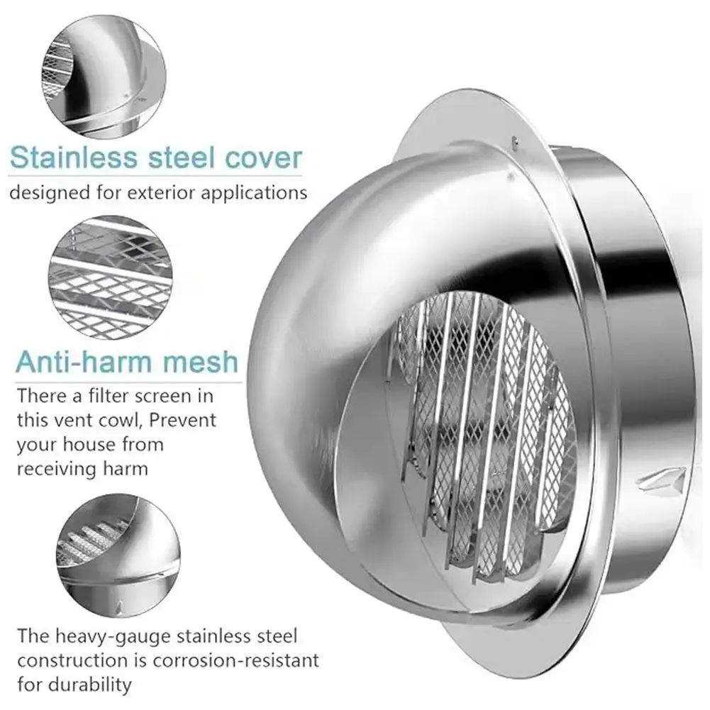 Stainless Steel Ducting Ventilation Exhaust Grille Cover for Wall Ceiling Anti-bird And Rat Prevent Air Vent Heating Cooling Cap