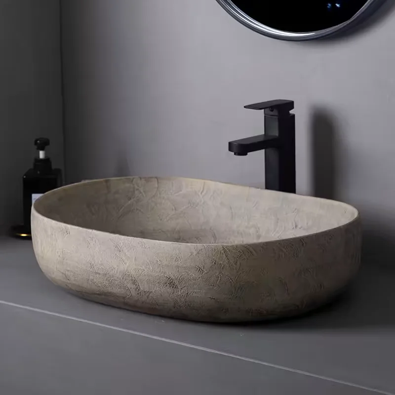 Ceramic countertop sink oval washbasin, bathroom balcony washbasin GN258TB
