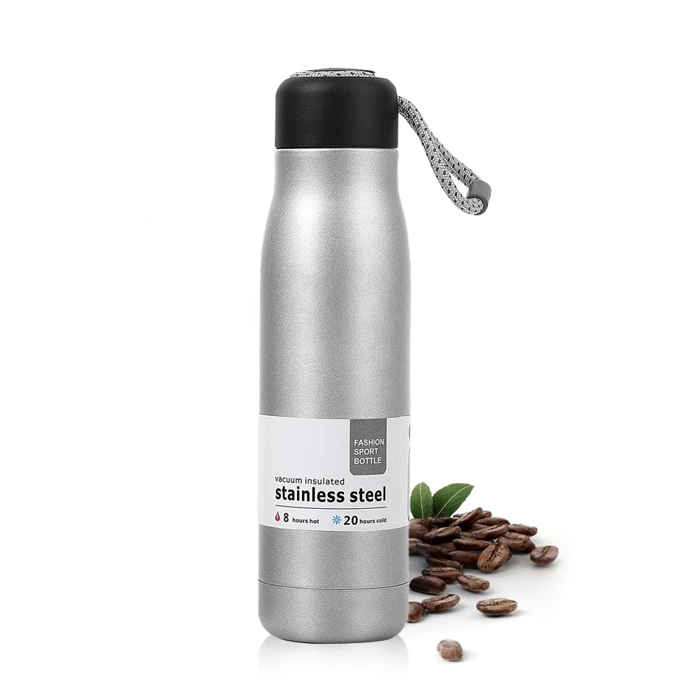 Water Bottle with Portable Lid Thermos Vacuum Insulated Stainless Steel Reusable Leak Proof Vacuum Flask for Camping Drinkware