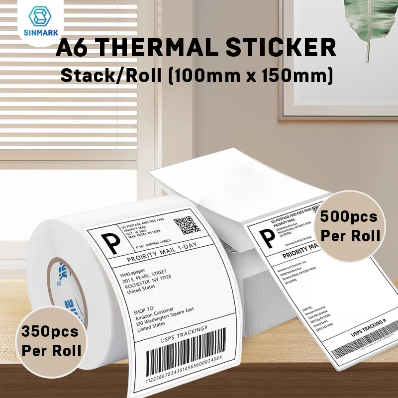 500/350 Sheets 4"x6" Thermal Label Paper 100x150mm Adhesive Stickers For Thermal Shipping Labels DHL UPS Express Barcode Label