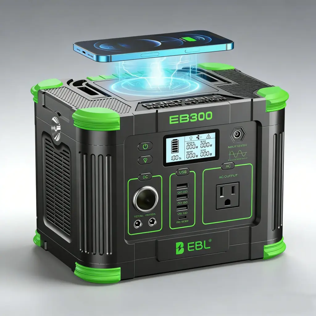 EBL 300W 288Wh Compact Portable Power Station Solar Generator with Wireless Charger for Outdoor Camping Emergency Backup