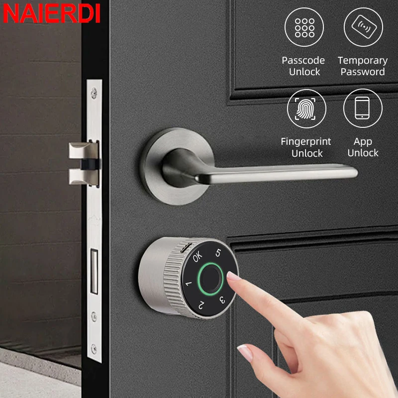 NAIERDI Smart Electronic Lock Cylinder Tuya App Fingerprint Password Unlock Upgrade for Mechanical Door Locks Security Home