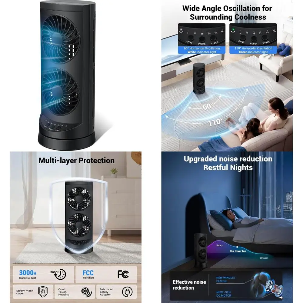 Compact Desk Fan with 3-Speed Settings, Timer, and Oscillation for Cooling at Home or Office