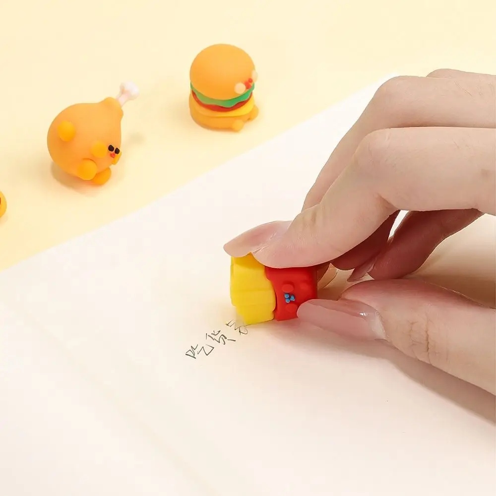 Cheese Bear Panda Fast Food 3D Shape Eraser High Elasticity Dustless Sharing Packing Mini Eraser Traceless Pencil Wiping Eraser