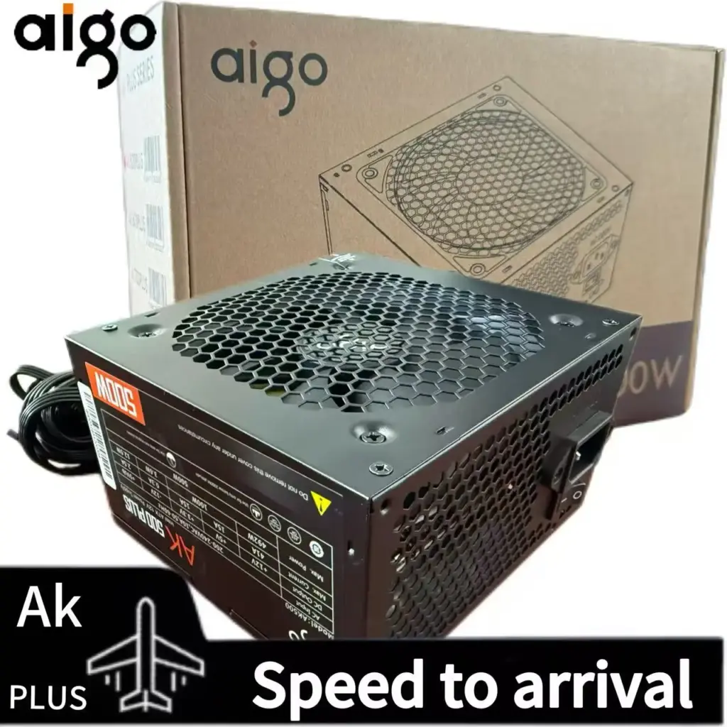 Aigo AK 500W PC PSU Power Supply Unit Black Gaming Quiet 120mm RGB Fan 24pin 12V ATX Desktop Computer Power Supply for BTC