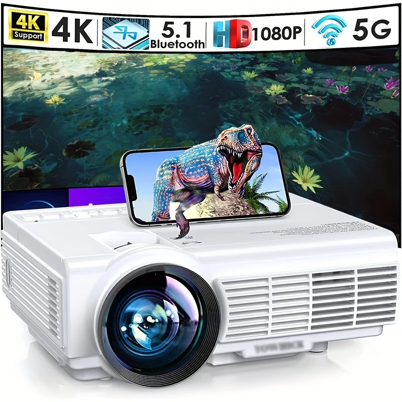Portable LED Projector 4K Home Theater Beamer Smartphone Screen Mirroring Dual WiFi 5G Bluetooth HD 1080P Video Mini Proyector