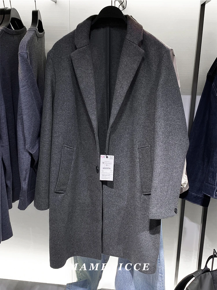 MAMELICCE Original design Mid-length woolen coat Wool-blend coat Classic business casual Autumn and winter trench coats Men coat
