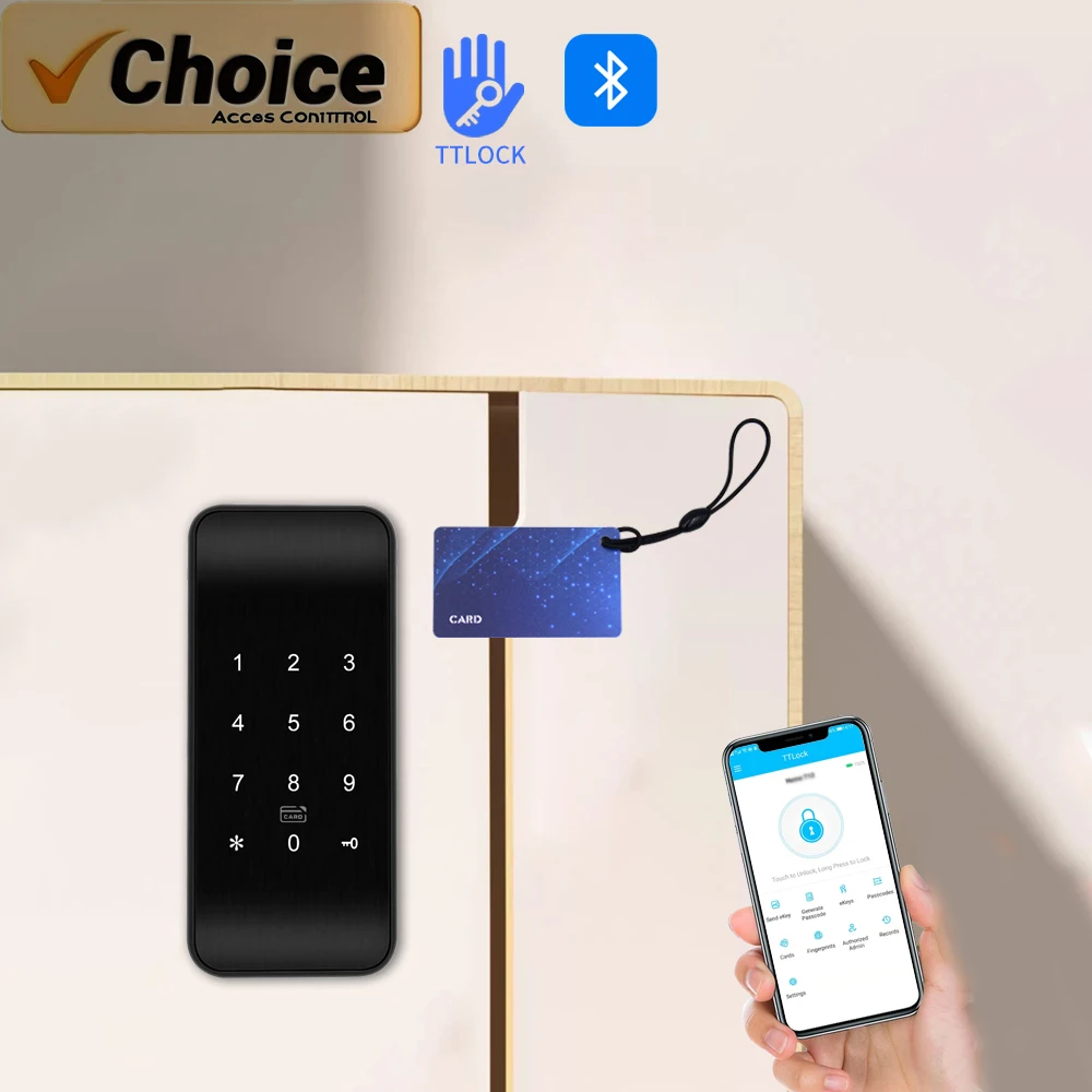Fingerprint/RFID/App Smart Drawer Lock - 13.56MHz IC Cabinet Lock with Keyless Entry & Tool-Free Install (TTLock Ecosystem)