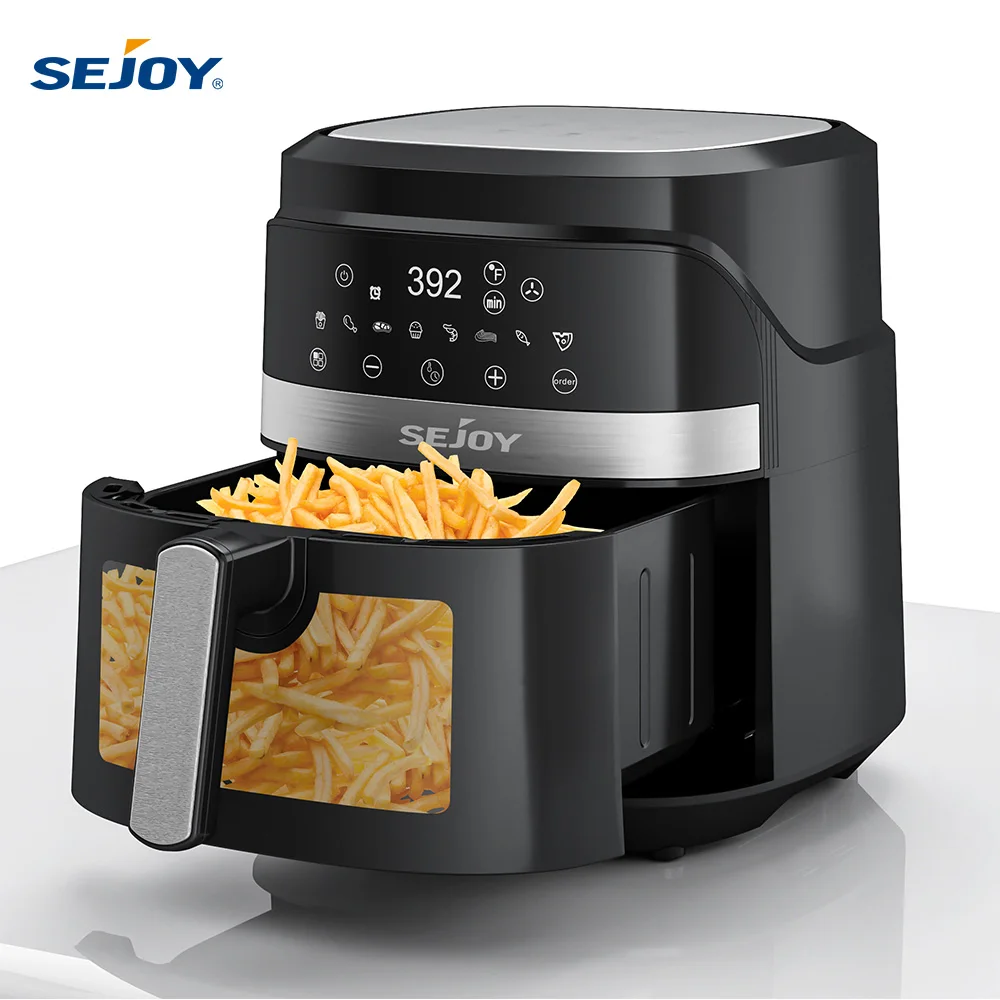 SEJOY 6 Quart Air Fryer Touch Control Toaster Oven Combo Digital Display with 8 Cooking Presets Oilless Cooker,Visible Window