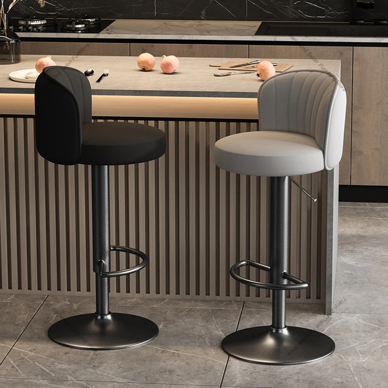 PU-leather Nordic Bar Chair High Stool Liftable Modern Swivel Bar Chair Reception Adjustable Bar Furniture Taburete Alto FYBC