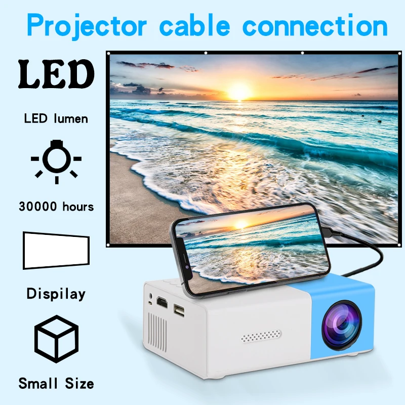 ultra high definition projector for home bedroom wall projection, home cinema with mobile phone screen projection, TV office
