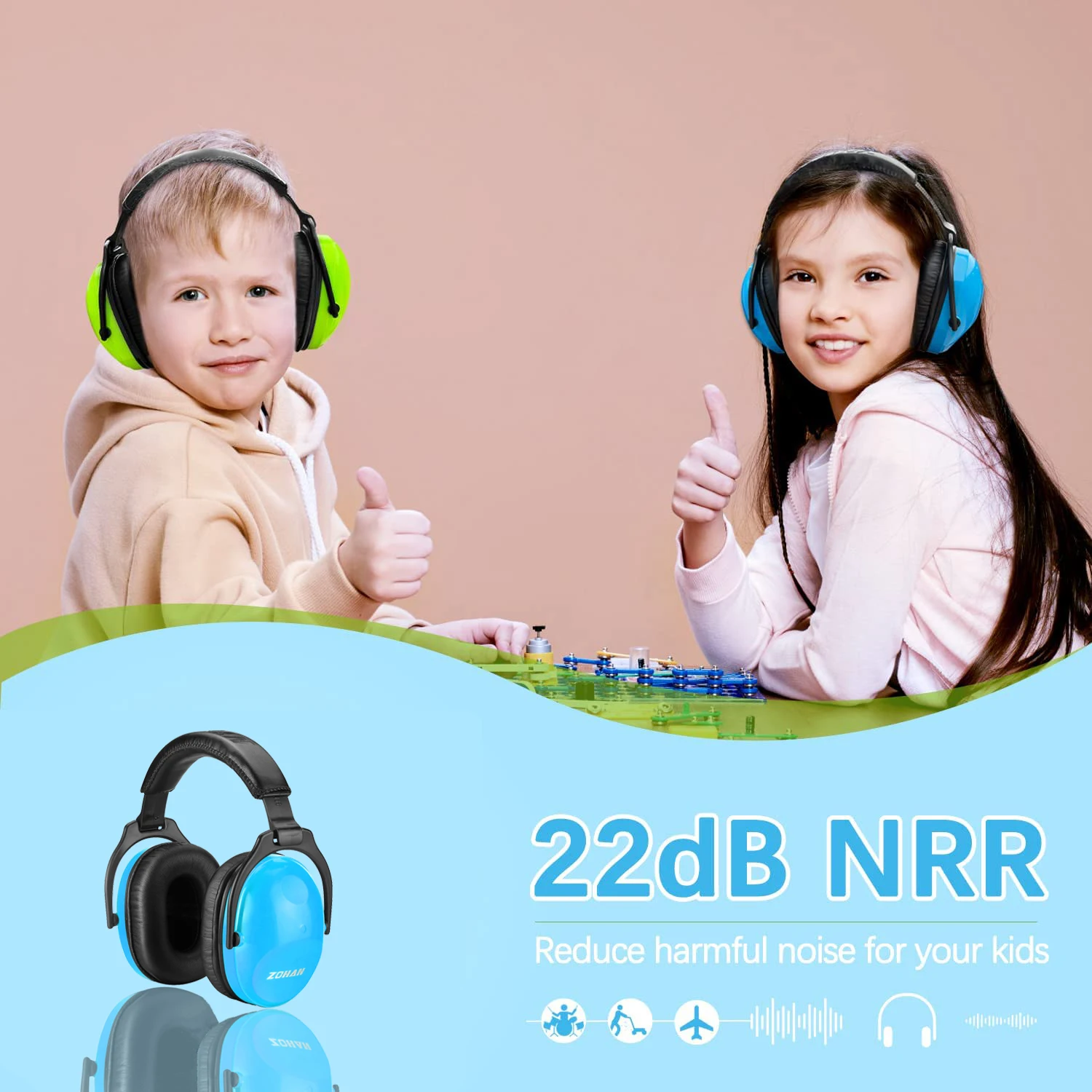 ZOHAN Kids Hearing Protection Passive Earmuffs Safety Earnmuff Headset Noise Reduction DIY Ear Defenders for Autism Children