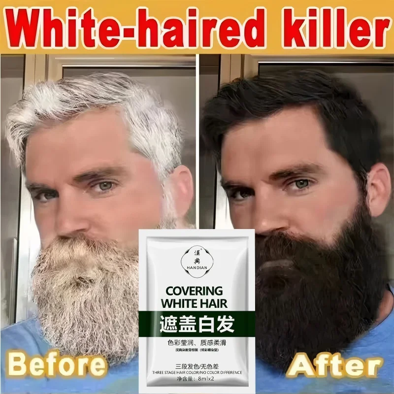 Herbal Anti-grey Treatment Hair Dye Shampoo White To Black Permanent Repair Natural Color Nourish Scalp Hair Care Products