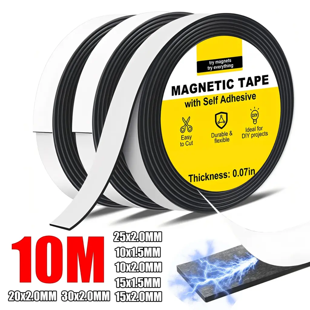 Self Adhesive Magnetic Tape Super Strong Rubber Magnet Strips DIY Powerful Photo Poster Fridge Magnets Roll Flexible Magnetic