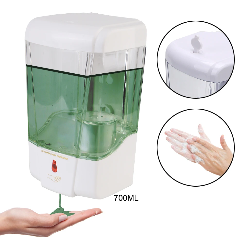 Touch-free Lotion Pump Touchless Liquid 700ml for Kitchen Bathroom Automatic IR Sensor Soap Dispenser Wall-Mount