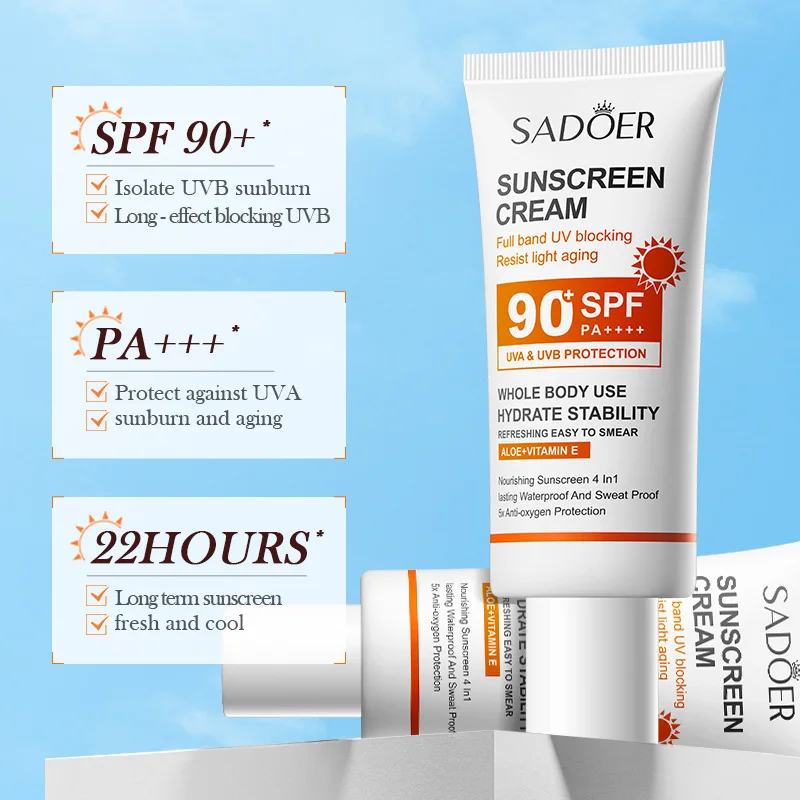 Whitening Sunscreen SPF90+ UV Protection Sun Screen Lsolation Moisturizing Brightening Face Body Arms Thighs Sunblock Skin Care