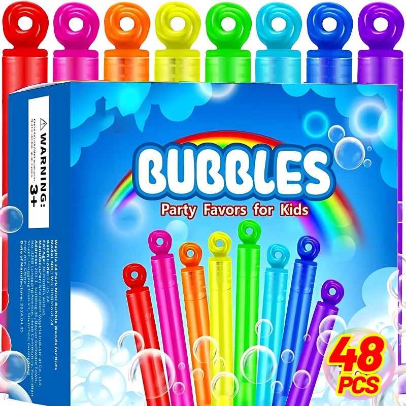10/48PCS Colorful Bubble Soap Bottle Wand Soap Liquid Tube Kids Birthday Party Favors Pinata Filler Toys Wedding Gifts For Guest