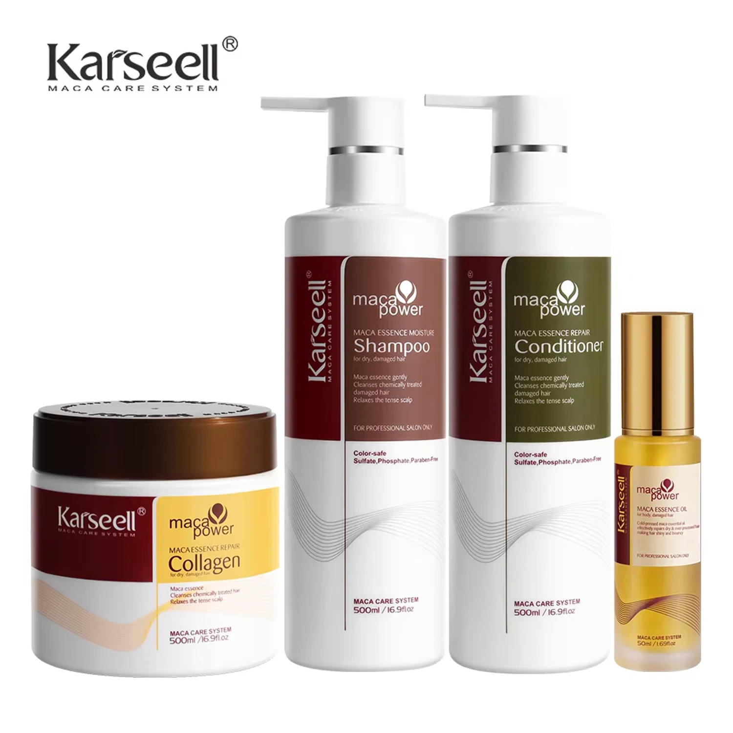 Karseell Collagen Cabello Argan Hair oil Shampoo and Conditioner Hair Care Product Series for Dry Damaged Hair All Hair Types