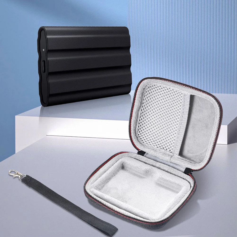 EVA Hard Carrying Case with Mesh Bag&Hand Strap Travel Storage Bag Portable Storage Bag for Samsung T7 Shield/T9 4TB/2TB/1TB SSD