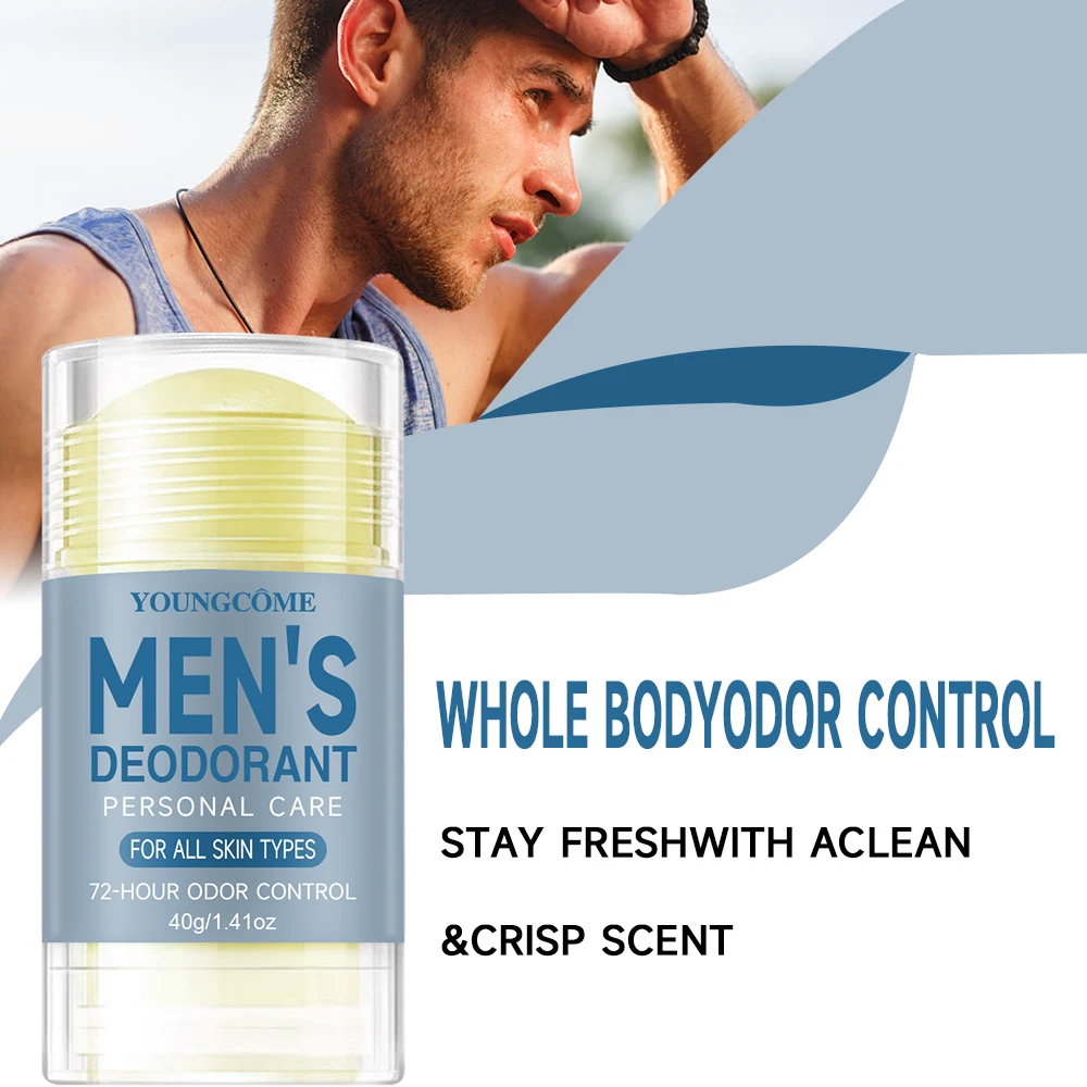 Deodorant for Men Portable Alum Stick Sweating Odor Remover Underarm Body Deodorant Stick Fast Dry Lasting Refresh 72H