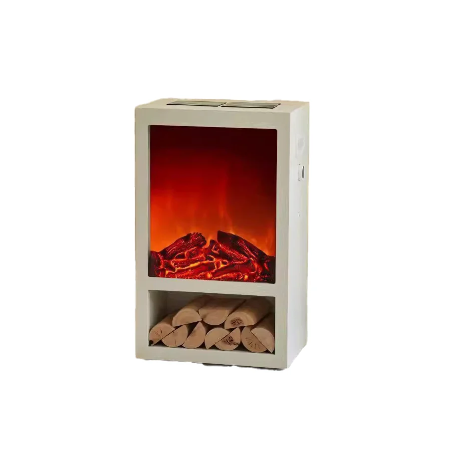 3D Flame Electric Fireplace, Real Wood Cabinet , Energy Saving Silent Heater Fan for Home Office, Thermostat Wall Mounted Heater