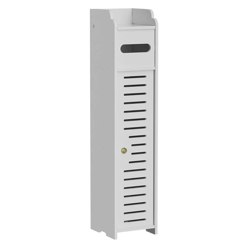 Bathroom Floor Cabinet, Slim Storage Closed, Home Storage Cabinet with Doors and Shelves, Waterproof Kitchen Storage Rack