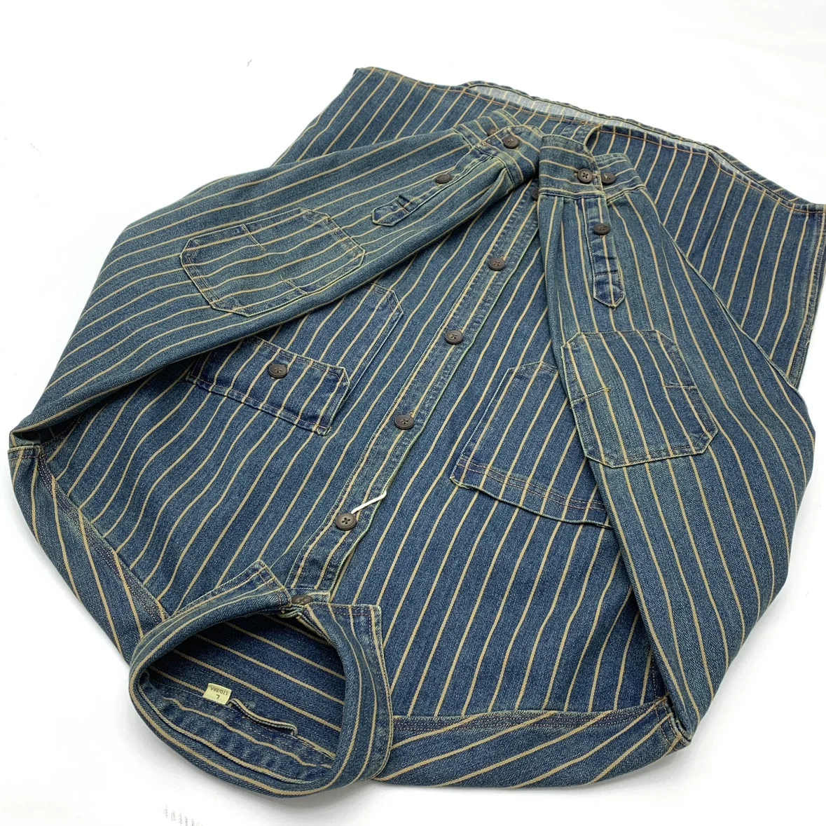 2025 Autumn New American Retro Heavyweight Striped Denim Shirt Jacket Men's 100% Cotton Washed Old Fashion Loose Casual Coat