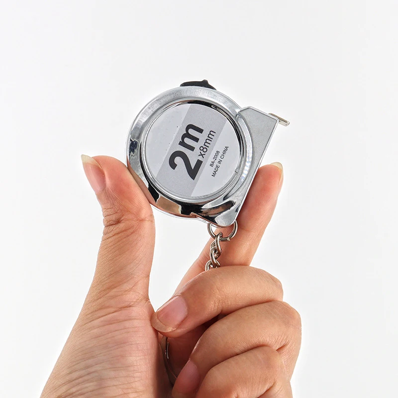 Portable mini tape measure Small household measuring tape retractable 2m Mild steel key chain tape measure Mini measuring tools